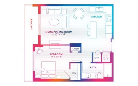 a floor plan of a house with a bedroom and a living room